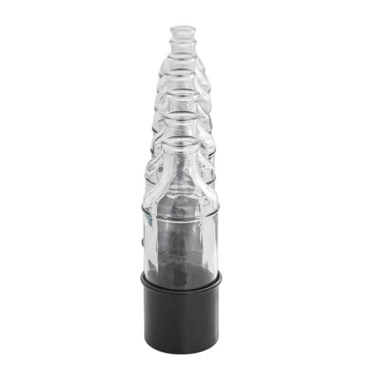 22" Black Metal Adjustable Bottle Vase with Clear Glass Bottles